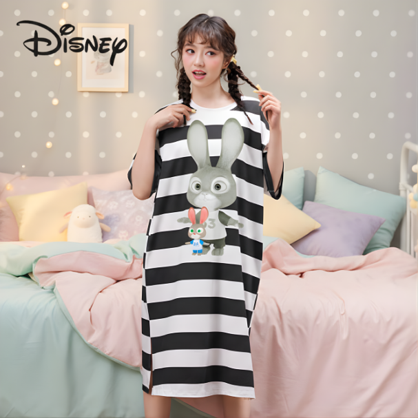 Đầm Ngủ Kẻ Sọc Judy Phong Cách Disney Dễ Thương