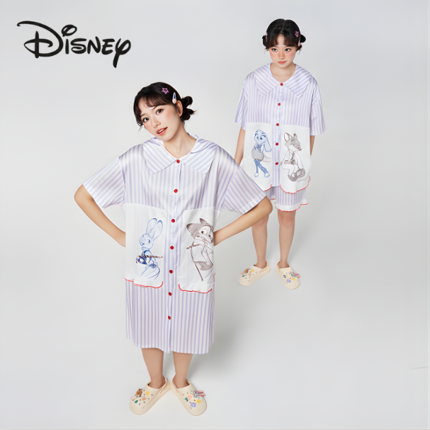 Đầm Ngủ Cổ Bẻ Tay Ngắn Hoạt Hình Zootopia – Năng Động & Cá Tính